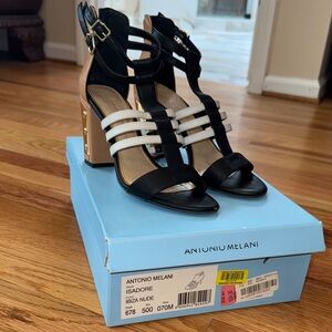 Antonio Melani Isadore Black and Cream Heels